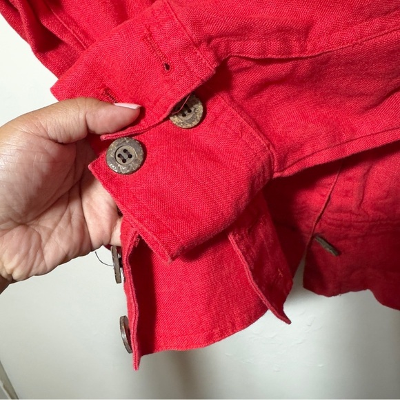 Chico's 100% Linen Trucker Jacket Fuscia Women Size 0 - Picture 4 of 7